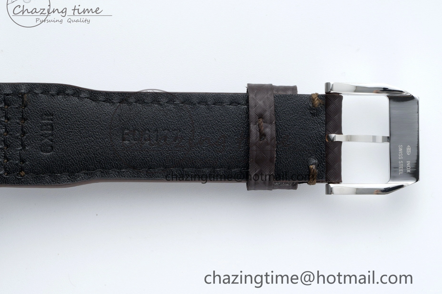 MIROTIME 0509 Pilot Chrono SS AZF 1:1 Best Edition Black Dial Orange Markers on Brown Leather Strap A EasyCare 7065